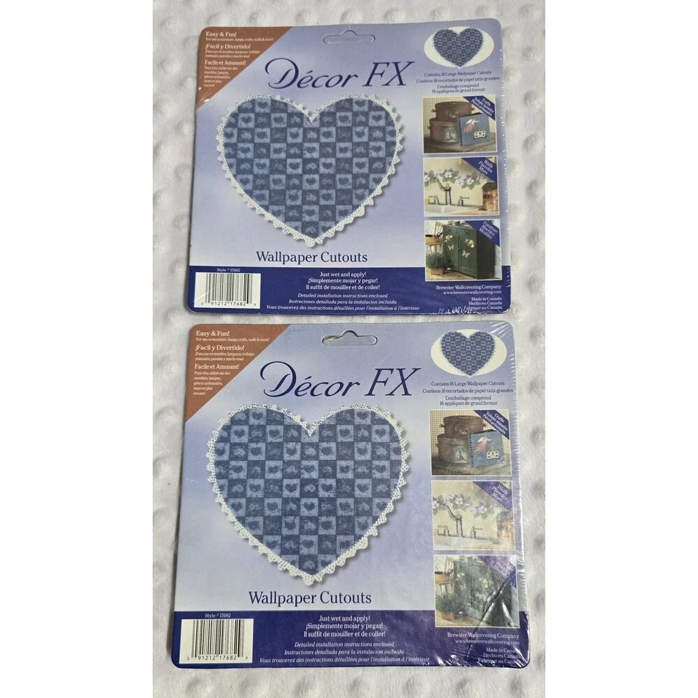 Vintage Cottagecore Blue Heart Wallpaper Cut Outs 2 New Decor FX Packages Canada